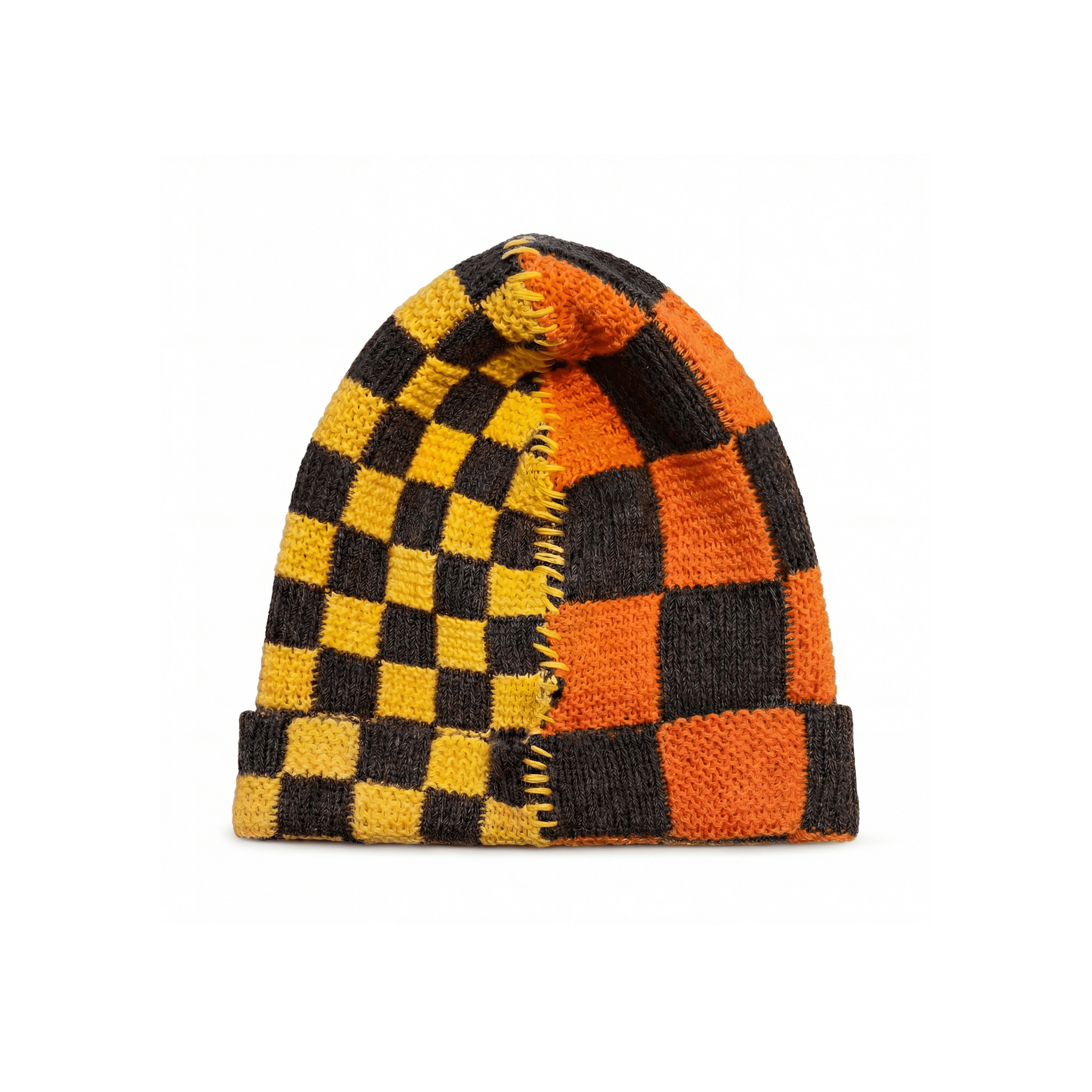 Twin Age Handknitted Beanie — Mustard & Rust | AgedAgain