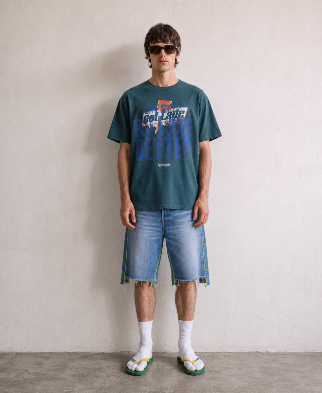 Life Sucks - Tee - Grey - model front
